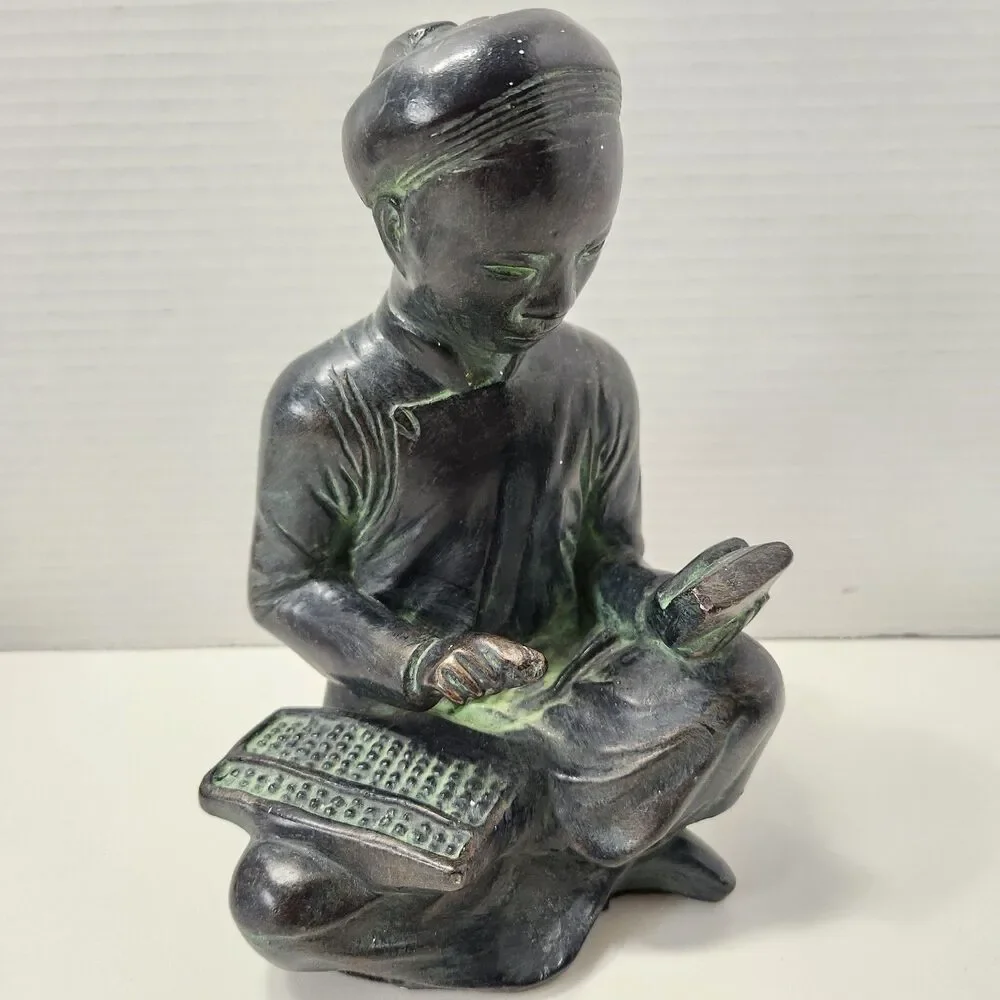 1961 Austin Productions Asian Mathematician Scholar Sculpture Vintage USA EUC